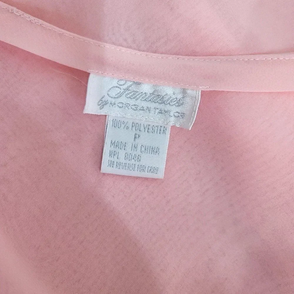 Vintage 90s Fantasies Morgan Taylor Womens S Pink Chiffon Sheer Nightie‎ Chemise